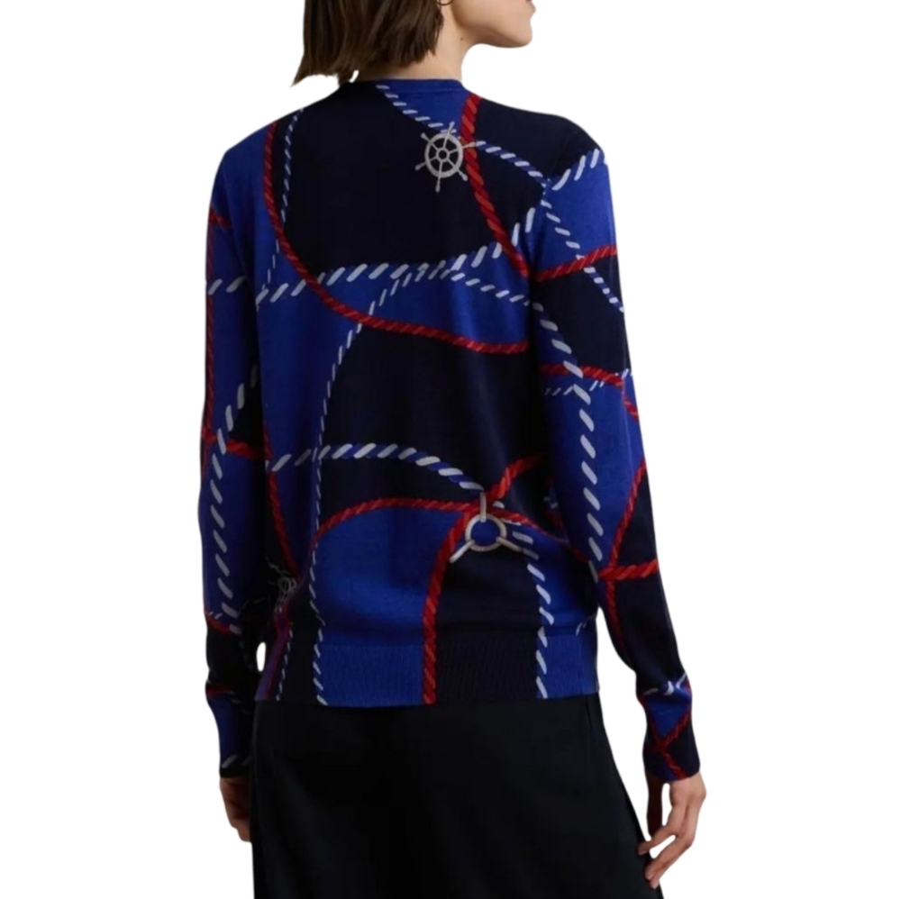 Lauren Ralph Lauren Nautical Rope Ship Wheel Crewneck Sweater Blue‎ Navy 2X New - Picture 3 of 12